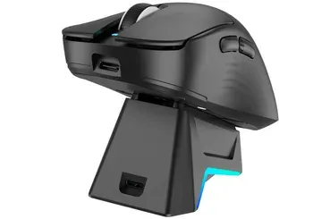 Bezdrátová Herní Myš Triadyn Play IO PixArt 3311 Dokovací Stanice 12800 DPI Pro Hráče Podsvícení LED HUANO Černá