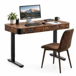 Elektricky výškově nastavitelný stůl Triadyn WorkBase S 1206 se zásuvkou, 120×60 cm, rustikální dub