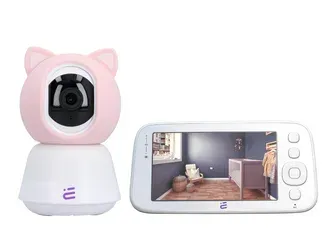 Inteligentní kamera chůvička WiFi otočná FHD alarm ukolébavky + monitor Encore View Baby Guard Růžová