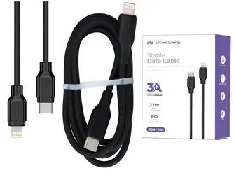 Kabel Encore Energy USB-C Lightning 3A, PD 27W pro nabíjení a přenos dat, 100 cm černý EE40-CL
