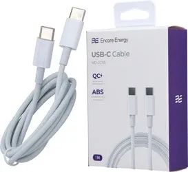 Kabel Encore Energy USB-C – USB-C 1 m, nabíjení a přenos dat, bílý, MD-CC1W