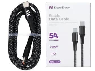Kabel Encore Energy USB-C x2 5A QC PD 240W pro nabíjení a přenos dat 100 cm pletený šedý EE160-CC