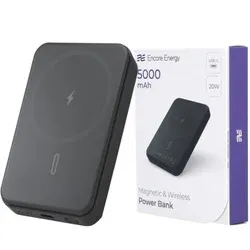 Powerbanka Encore Energy 5000 mAh s bezdrátovým nabíjením MagSafe a USB-C PD 20 W, černá, MD-5WAB