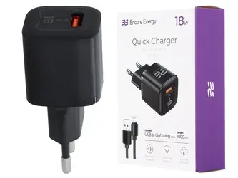 Síťová nabíječka 18W USB QC + kabel USB – Lightning 100cm Encore Energy MD-181mL