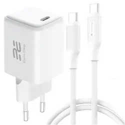 Síťová nabíječka GaN USB-C 45W QC PD Encore Energy MD-4583Z + kabel 2x USB-C 50cm