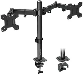 Stolní Držák Triadyn DuoClamp na Dva Monitory Televize 17-32" Ergonomický Nastavitelný Otočný TRD-BLK-2ST-17"-32"