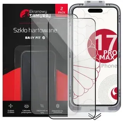 Tvrzené sklo Samuraj pro Apple iPhone 17 Pro Max s rámečkem Easy Fit, 2 ks