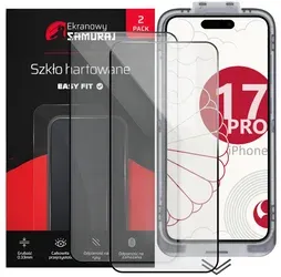Tvrzené sklo Samuraj pro Apple iPhone 17 Pro s rámečkem Easy Fit, 2 ks
